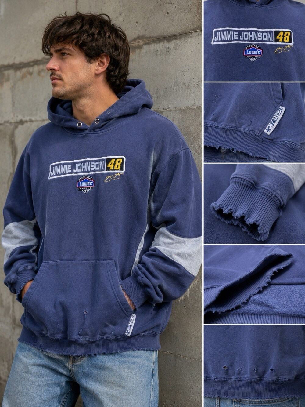 Vintage Chase Authentics Jimmie Johnson #48 Lowe’s NASCAR Hoodie XXL Distressed